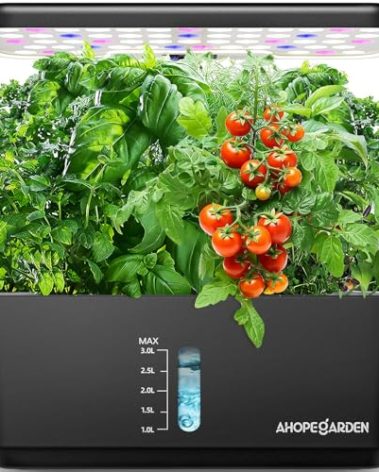 Ahopegarden Indoor Garden Hydroponics Growing System: 10 Pods Plant Germination Kit Herb Vegetable Growth Lamp Countertop with LED Grow Light - Hydrophonic Planter Grower Harvest Lettuce