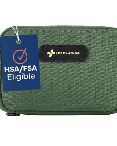Keep Going Travel First Aid Kit for Kids – 130 Pc. for Car, Purse, Diaper Bag, Backpack, & Suitcase, with Latex-Free Bandages – 7 x 5 x 2 in. Travel First Aid Kit TSA-Approved