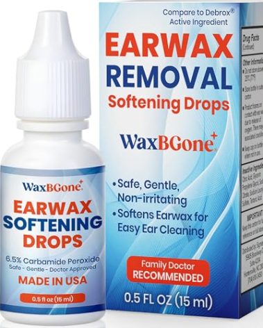 WaxBgone Ear Wax Removal Drops - Dissolves Ear Wax with Gentle Foaming Action - Safe and Effective Wax Softening Ear Drops - Aids Irrigation of Clogged Ears for Adults and Kids - 0.5 Fl. Oz.Bottle