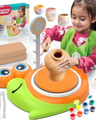 Pottery Wheel for Kids-Complete Pottery Painting Kit Arts and Crafts for Kids Ages 8-12, Clay Sculpting Tools with 1.7lb Air Dry Clay, Birthday Christmas Gifts Toys for Boy Girls Age 6 7 8 9 10 11 12