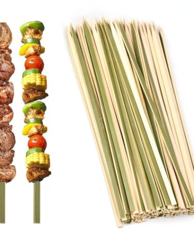 200 Pcs 6inch Natural Green Flat Wide bamboo kabob skewers for grilling Fruit Sticks Cocktail Picks Kebabs appetizers Barbecue Kababs Party wooden Paddle kabobs mini Fondue skewers