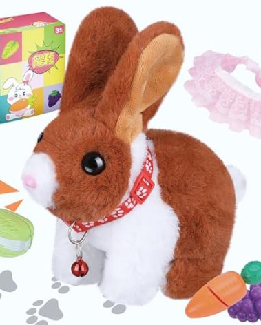 Vsasaㅤ Walking Bunny Toys for Kids, Bunny Stuffed Animal Interactive Electronic Toys, Swinging Ears, Twitching Mouth and Nose, Easter Birthday Suitable for Toddlers 3, 4, 5, 6, 7Years Old