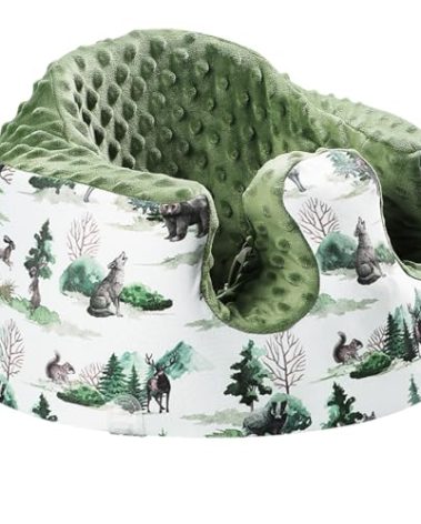 BOMOLOUR Seat Cover Compatible with Bumbo Seat and Nuby Seat, Floor Seat Cover for Boys and Girls, Removable Breathable Baby Seat Cover, New Designed, Anti-Slip, Seat Not Included, Green Forest