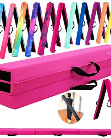 MARFULA 6 FT / 8 FT / 9 FT Folding Gymnastics Beam Foam Balance Floor Beam - Extra Firm - Suede Cover - Anti Slip Bottom with Carry Bag for Kids/Adults Home Use