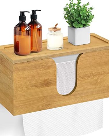 Solid Wood Paper Towel Dispenser Wall Mounted, Folded Paper Towel Holder with Lid, Commercial C-Fold, Z-Fold, Trifold Hand Paper Towel Holder Dispenser for Bathroom Kitchen Office