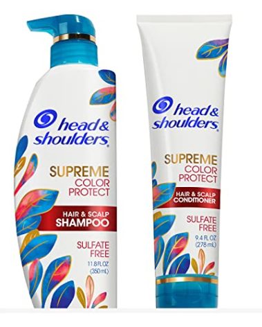 Head & Shoulders Anti-Dandruff Shampoo and Conditioner Set, Supreme Color Protect, 1% Pyrithione Zinc, Sulfate-Free, Argan Oil and Manuka Honey, 11.8 fl oz & 9.4 fl oz