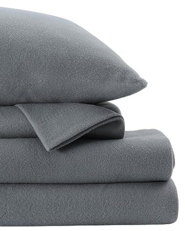 Softan Fleece Sheets Queen Size, Flannel Like Soft, Velvet Polar Microfleece Sheets for Winter, Grey