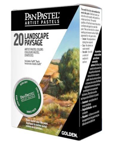 PanPastel Artist Pastels by GOLDEN, Landscape Set, 20 Color, Professional Artist Pastels, Unique Pan Format (cake-like)
