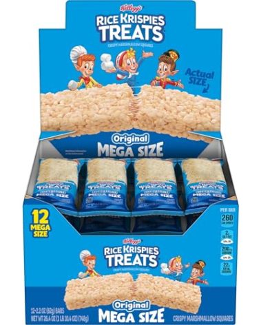 Rice Krispies Treats Mega Bars Large Marshmallow Snack Bars, Kids Snacks, Original, 26.4oz Box (12 Count)