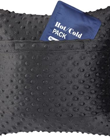 Heal n Hope After Open Heart Surgery Recovery Pillow Triple Bypass Cough Pillows Gifts with Pocket for Cooling Pack, Minky Dot Black