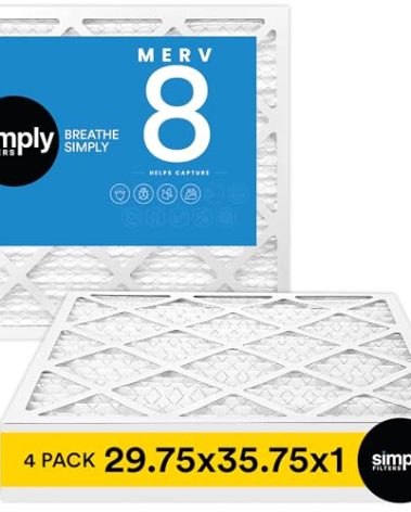 Simply 29.75x35.75x1 Air Filter, Merv 8, 4 Pack, For Home AC Furnace & HVAC (Actual Size: 29.75"x35.75"x0.75") DUST, Pet, & Allergy Control