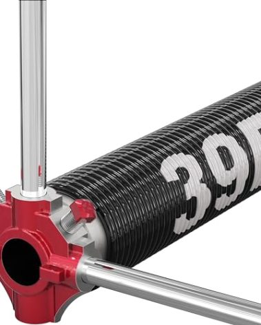 Blesseras 262 x 39 Right Hand Wound Garage Door Torsion Spring with Non-Slip Winding Bars, 0.262 X 2'' X 39'', Right-Wound for Left Side, Red Winding Cone, Single Pack