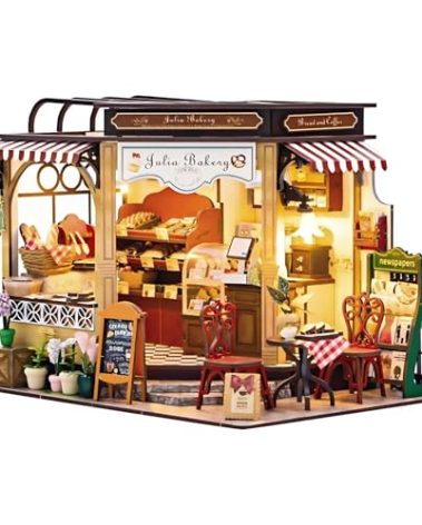 YSWOOD WORLD DIY Miniature House Kit, Tiny House Kit with LED, DIY Miniature Kit for Adults Teen, Wooden Dollhouse Kit, Home Decor, Bakery
