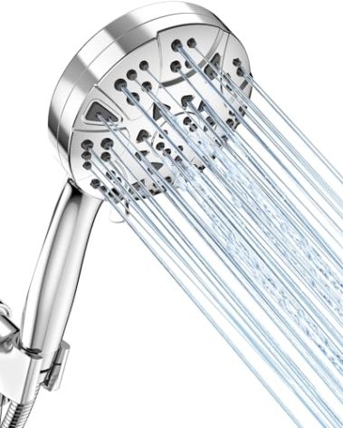 High Pressure 8-mode Handheld Shower Head with 5 ft Stainless Steel Hose and Adjustable Bracket, Built-in Power Wash to Clean Tub, Clean Corner,Tile & Pets