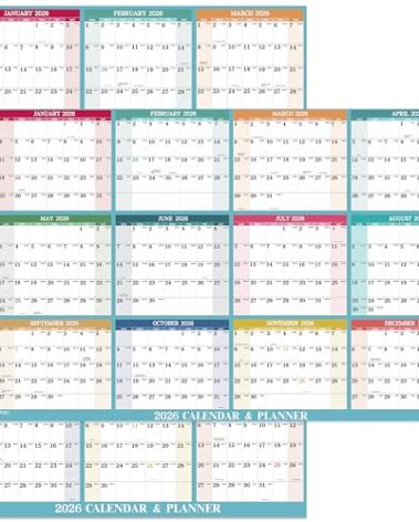 2026 Yearly Wall Calendar - Dry Erase Calendar 2026, Jan. 2026 - Dec. 2026, 34.8'' × 22.8'', 2-Sided Erasable Calendar with 8 Round Stickers