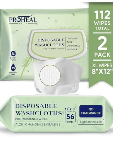 X Large Wet Wipes for Adults - 2 Packs of 56 [112 Count] Disposable Incontinence Wipes, 12" x 8" Adult Wipes for Elderly - Personal Body Wipes for Women and Men, Pre Moistened Adult Washcloths