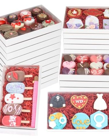 TEMLQPACK 12 PACK 9.5" x 6" x 1.2" Clear Cookie Boxes with Full Window,Bakery Boxes Cakesicle Boxes Chocolate Covered Pretzel Rods Boxes Macaron Boxes for Valentine's Christmas