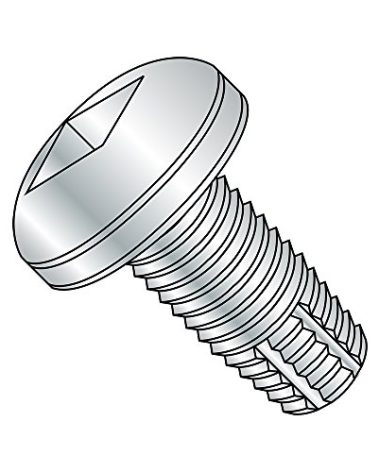 Small Parts 1008FQP Steel Thread Cutting Screw, Zinc Plated Finish, Pan Head, Square Drive, Type F, #10-24 Thread Size, 1/2" Length (Pack of 100)