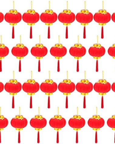 30 Pack Red Chinese Mini Lanterns Decorative Lucky Hanging Lanterns Decoration New Year Wedding Party Hang Mini Lantern Home Decoration for Chinese Spring Festival Lunar New Year