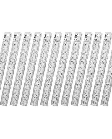 ZZTX Ruler Metal Straight Edge Stainless Steel Ruler 6 Inch Ruler Set Rulers Bulk 12 Pack