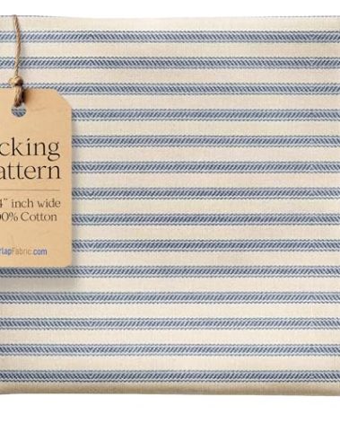 Blue Striped Ticking Fabric by The Yard - 54" Wide 100% Cotton Material for Upholstery, Pillow Ticking, Plaid & Striped Quilting Fabric for DIY Sewing Projects - Made in USA
