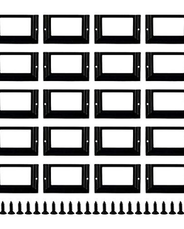Kyuionty 20Pcs Antique Label Holder 3.1" x 2" Metal Name Card Frame for Office Library File Drawer Tag Cabinet Shelves Drawer (Black)