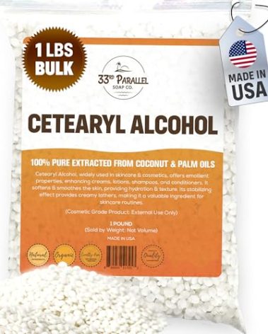 CETEARYL Alcohol (1 lbs / 16 oz) 100% Pure Extracted from Coconut & Palm Oils. Premium Granules Cetearyl Alcohol for Lotion Making, Creams, Scrubs, Shampoos, Conditioners, Moisturizers | 1 Pound