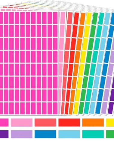 YSHIHE Colored Labels,1in x 3/8in(25 x 10mm) Adhesive Labels,12 Colors Color Coding Labels,Removable Stickers - 4992 Pack