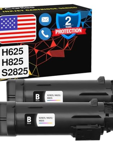 Cartlee Compatible Toner Cartridges Replacement for Dell H625cdw H825cdw S2825cdn H625 H825 s2825 Smart Color Multifunction Printers High Yield Laser Ink (2 Black)
