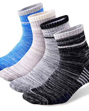 FEIDEER Men's Hiking Walking Socks, 4 pack Wicking Cushioned Outdoor Recreation Crew Socks (TJ-2-4MS18104-XXL)