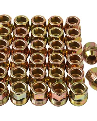 Set of 32, 14mmx1.5 OEM Factory 8 Lug Wheel Nuts Replacement for Sliverado Sierra 2500HD 3500HD Yukon Avalanche Suburban Express 2500 C2500 K2500 M14x1.5 Studs with 8 Lug Wheel