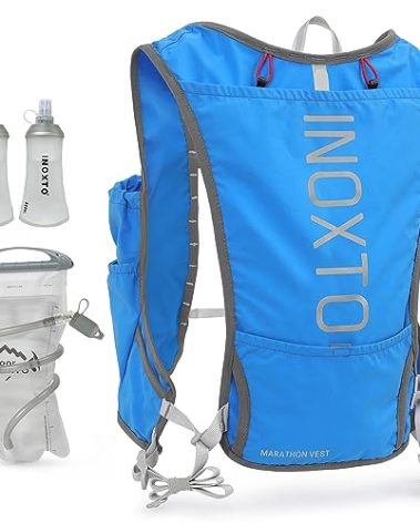 INOXTO Running Hydration Vest Backpack,Lightweight Insulated Pack with 1.5L Water Bladder Bag Daypack for Hiking Trail Running Cycling Race Marathon for Women Men (588 Blue)