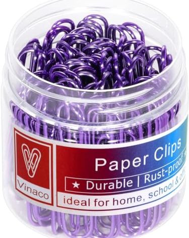 Vinaco Purple Jumbo Paper Clips, 100 Pack, 2 Inch (50 mm), Durable & Rust Resistant, Great for Office, School and Personal Use