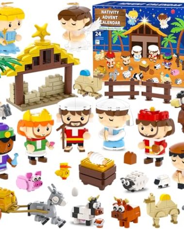 Large Nativity Advent Calendar 2025,Nativity Building Blocks set for Kids Christian Christmas Advent Calendar for Kids Boys Girls Teens Adults Women Christmas Stocking Stuffers Gifts Party Favors