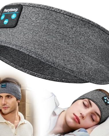 Perytong Sleeping Headphones Bluetooth Headband, Soft Long Time Play Sleeping Headsets with Built in Speakers Perfect for Workout,Running,Yoga,Travel, Darkgray