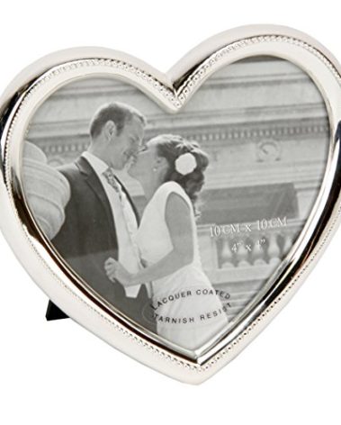 Oaktree Gifts Silver Plated Heart Alloy Photo Frame 4 x 4