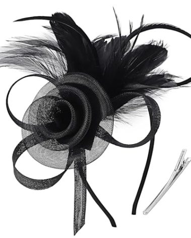 DRESHOW Fascinator Hats for Women Tea Party Fascinators Tulle Fascinators Vintage 50s Headwear Cocktail Wedding Church Derby Hat