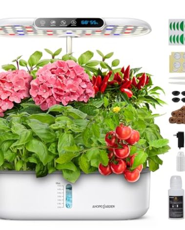 Ahopegarden Hydroponics Growing System kit: Indoor Herb Garden - 12 Pods Plant Germination Kit with LCD Display and LED Grow Light, Smart Temp & Humidity Detection, Planter Grower for Vegetables
