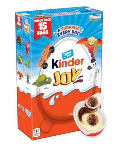 Kinder Joy Eggs, Bulk 15 Count, Treat Plus Toy, Sweet Creams and Chocolatey Wafers, Individually Wrapped, 10.5 oz