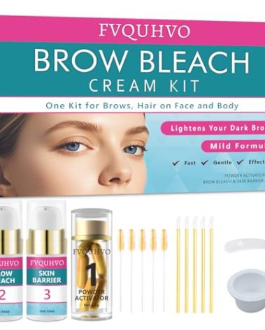 Eyebrow Bleach, Brow Bleach Kit, Eyebrow Color Lightening Cream for Women, Long Lasting Brow Bleaching Cream Kit for Lightening Dark Brow Colors, Quick & Easy Works for All Brow Types, 5 Applications