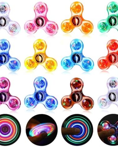 Gigilli Fidget Spinners 12 Pack, Kids Christmas Stocking Stuffers Gifts Light Up Bulk Fidget Spinners, Christmas Birthday Gifts Classroom Prizes Return Goodie Bag Stuffers, Glow Party Favors