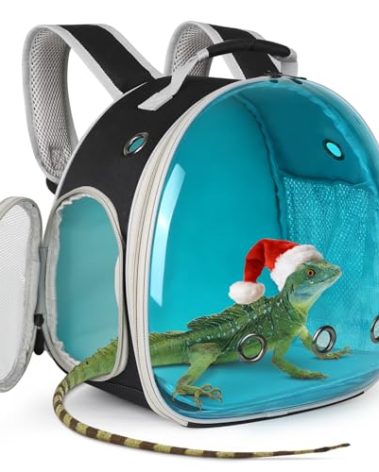 Guinea Pig Carrier, Guinea Pig Backpack with Clear Bubble Window (Black-Blue, Backpack)