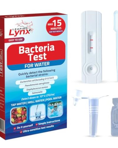 Bacteria Water Test Kit – Coliform, E. coli & Salmonella Detection for Well & Tap Water | Rapid Home Drinking Water Screening Kit with Lab-Quality Results | Leaping Lynx