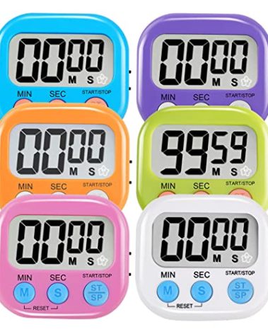 6 Pack Multi-Function Electronic Timer - Magnetic Digital Timers Big LCD Display The Loud/Silent Switch Countdown Timer Extensively Use in Break Time, Cooking,Gym, Meeting, Classroom