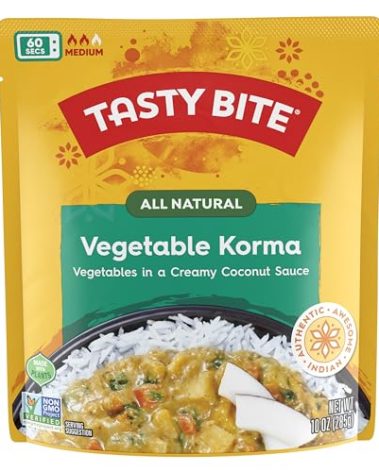 Tasty Bite Vegetable Korma, 10 Ounce, Ready to Eat, Microwavable Entrée with Sweet & Savory Coconut Sauce