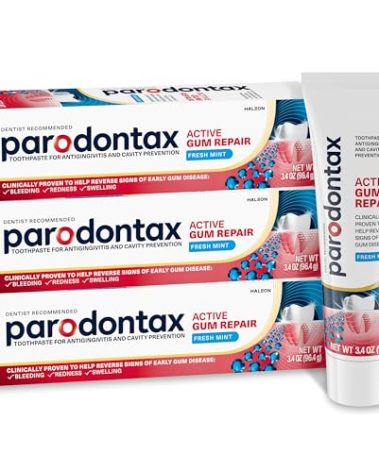 Parodontax Active Gum Repair Toothpaste, Toothpaste To Help Reverse Signs Of Early Disease For Health, Fresh Mint Flavored - 3.4 Oz x 3