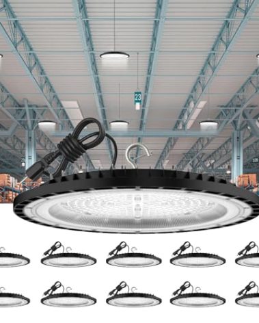 300W 10PACK UFO LED High Bay Light 40,000lm 5000K LED High Bay Lights with UL Listed US Hook 5' Cable Alternative to 1200W MH/HPS IP65 Commercial Light Fixture for Warehouse Workshop Barn Factory Gym