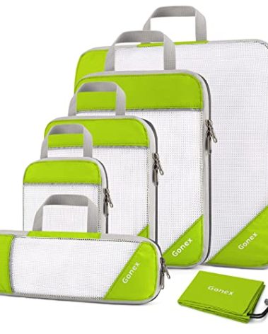 Gonex Compression Packing Cubes Mesh Organizers L+M+S+XS+Slim+Laundry Bag Green