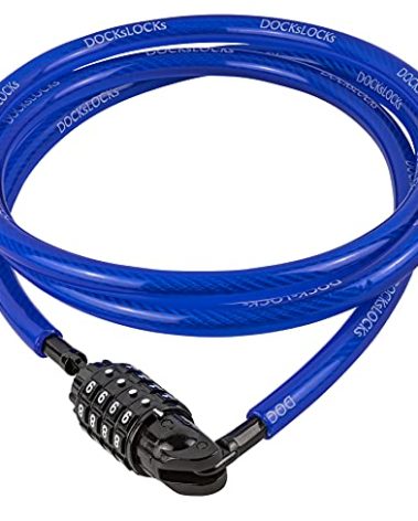 DocksLocks Weatherproof Straight Security Cable Lock (5ft to 25ft Lengths) with Resettable Combination, Anti-Theft Protection for Kayak, Bike, Paddleboard, Scooter, Equipment, Bicycles and More 20ft