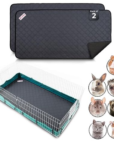 LUFTPETS Washable Rabbit & Guinea Pig Cage Liner & Bedding for Midwest (24"x47"), 2 Pack, Easy to Clean Unlike Fleece, Waterproof, Absorbent, Non-Slip Pee Pad, Reusable Bunny Mat for Small Animals